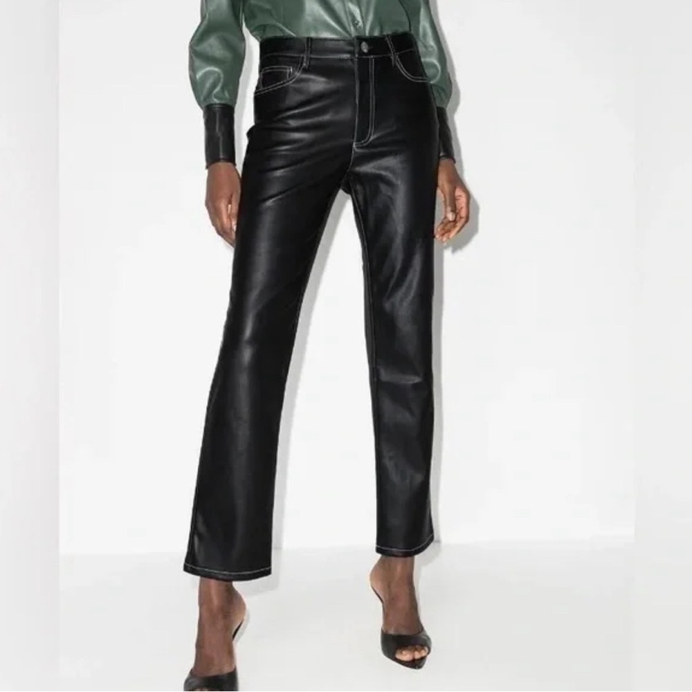 STAUD Elliot Faux Leather Pants in Black NWT